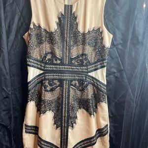 Pink dress with black lace